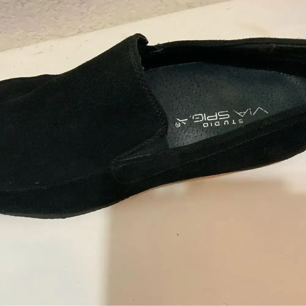Via Spiga Studio Black Suede Men Loafers Size 10.5 M LikNew